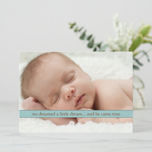 Little Dream Two Foto Moderne Geburtsankündigung Ankündigung (Stehend Vorderseite)