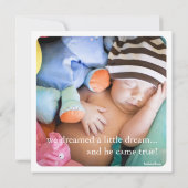 Little Dream Two Foto Square Geburtsankündigung Ankündigung (Rückseite)