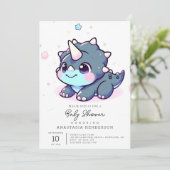 Little Dreamy Dinosaur Babydusche Einladung (Stehend Vorderseite)