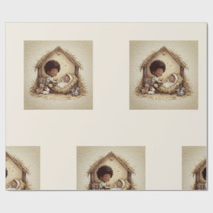 Little Drummer Boy Black Nativity-Geschenkpapier 2 Geschenkpapier