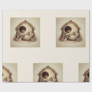 Little Drummer Boy Black Nativity-Geschenkpapier 2 Geschenkpapier