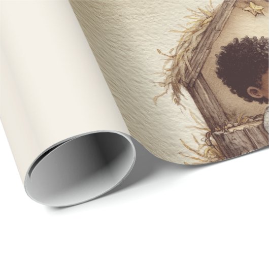 Little Drummer Boy Black Nativity Wrapping Paper 2 Geschenkpapier (Rolleneckpunkt)