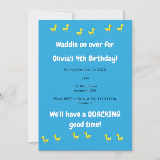 Little Duck Birthday Einladung (Vorderseite)