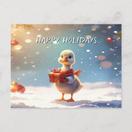 Little Duck Christmas Holiday Postcard Postkarte