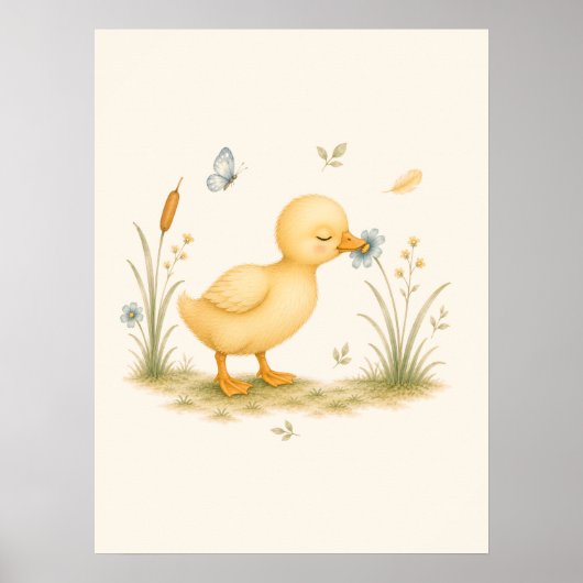 Little Duck & Wildflower Nursery Poster (Vorne)
