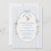 Little Duckling Cottage Blue Baby Shower Einladung (Vorderseite)