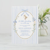 Little Duckling Cottage Blue Baby Shower Einladung (Stehend Vorderseite)