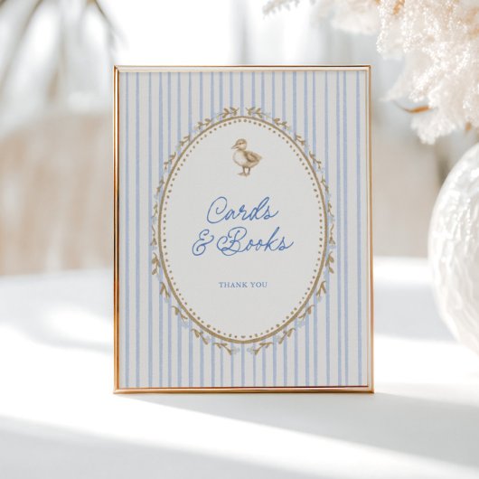 Little Duckling Cottage Blue Cards and Books Poster