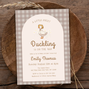 Little Duckling Farmhouse Gingham Baby Shower Einladung