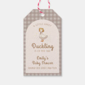 Little Duckling Farmhouse Gingham Baby Shower Geschenkanhänger (Vorderseite)