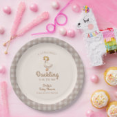 Little Duckling Farmhouse Gingham Baby Shower Pappteller (Party)