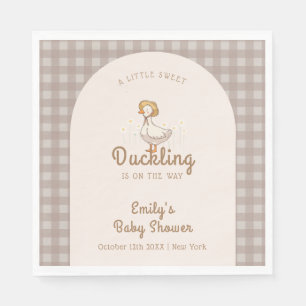 Little Duckling Farmhouse Gingham Baby Shower Serviette