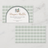 Little Duckling Gingham Baby Duwer Diaper Raffle Begleitkarte (Vorne/Hinten)