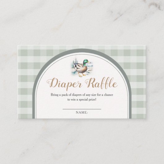 Little Duckling Gingham Baby Duwer Diaper Raffle Begleitkarte (Vorderseite)