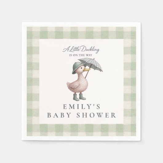 Little Duckling Green Gender Neutral Baby Shower Serviette (Vorderseite)