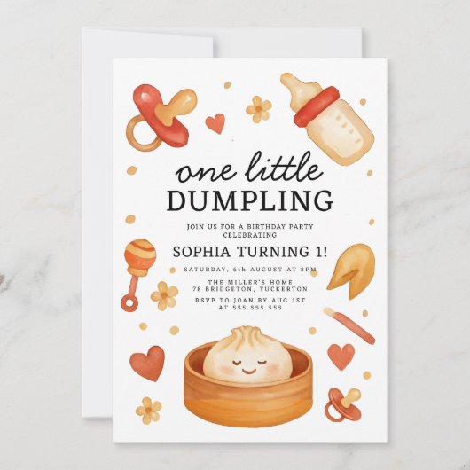 Little Dumpling 1. Geburtstag Einladung (Vorderseite)