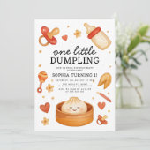Little Dumpling 1. Geburtstag Einladung (Stehend Vorderseite)