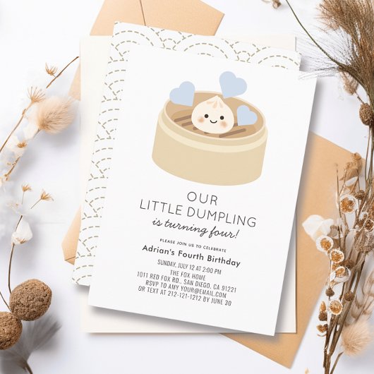 Little Dumpling Blue Boy zum Geburtstag Einladung