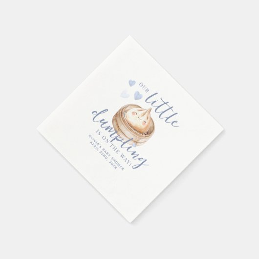 Little Dumpling Blue Watercolor Babydusche Napkin Serviette (Ecke)