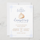 Little Dumpling Blue Watercolor Boy Baby Dusche Einladung (Vorderseite)