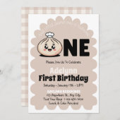 Little Dumpling Girl 1. Geburtstag Party Einladung (Vorne/Hinten)