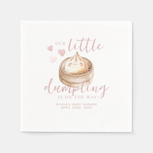 Little Dumpling Pink Watercolor Babydusche Napkin Serviette (Vorderseite)