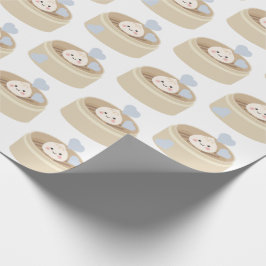 Little Dumpling White Blue Boy Wrapping Paper Geschenkpapier