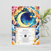 Little Editable Moon Birthday Einladung (Stehend Vorderseite)