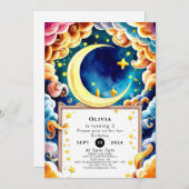 Little Editable Moon Birthday Einladung (Vorne/Hinten)
