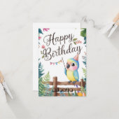 Little Editable Parrot Digital Geburtstag Karte (Vorderseite/Rückseite Beispiel)