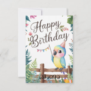Little Editable Parrot Digital Geburtstag Karte