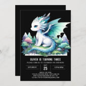 Little Elegant Dragon Birthday Einladung (Vorne/Hinten)