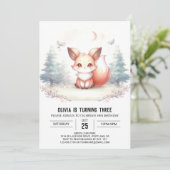 Little Elegant Fox Geburtstag digital Einladung (Stehend Vorderseite)