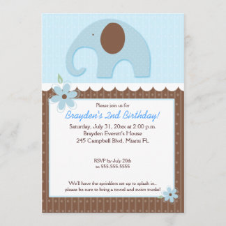 Little Elephant (Blue) 12x18 Boy Geburtstagseinlad Einladung