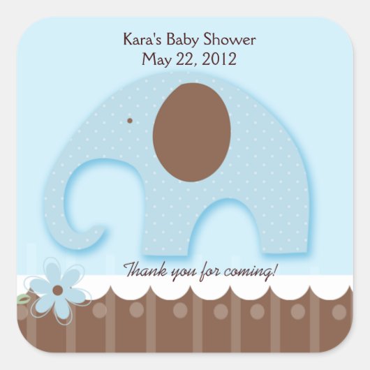 Little Elephant Blue SQUARE Gevor Sticker (Vorderseite)