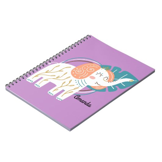 Little Elephant Boho Individuelle Name Notizblock (Linke Seite)