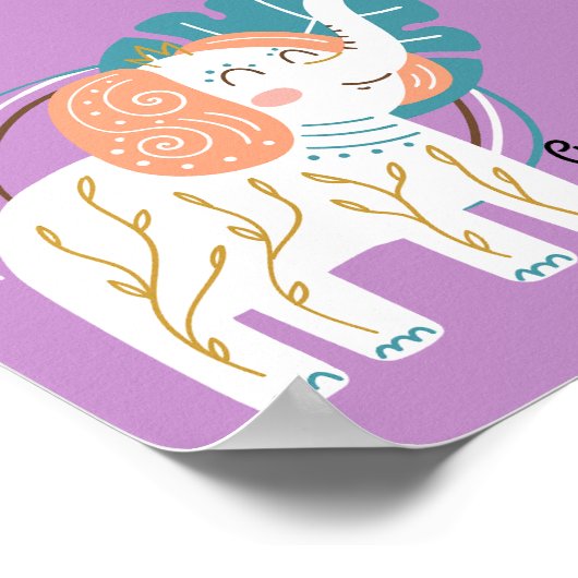 Little Elephant Boho Individuelle Name Poster (Ecke)