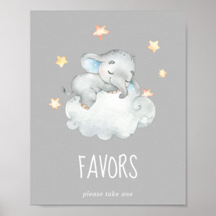 Little Elephant Boy Graue Babyduschfavoriten Zei Poster