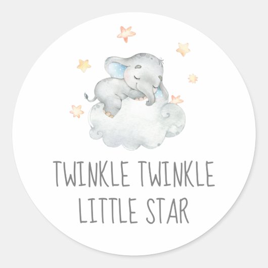 Little Elephant Boy Twinkle Twinkle Little Star Runder Aufkleber (Vorderseite)