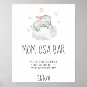 Little Elephant Girl Baby Shower Mama-osa Bar Sign Poster