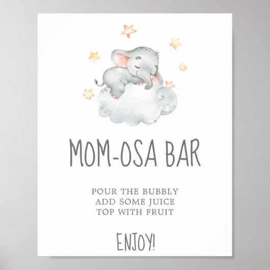 Little Elephant Girl Baby Shower Mama-osa Bar Sign Poster (Vorne)