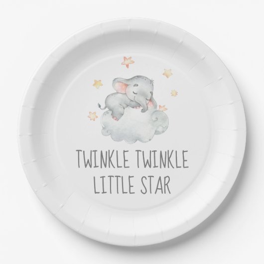 Little Elephant Girl Twinkle Twinkle Little Star Pappteller (Vorderseite)