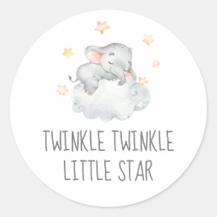 Little Elephant Girl Twinkle Twinkle Little Star Runder Aufkleber