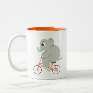 Little Elephant On A Bike Zweifarbige Tasse