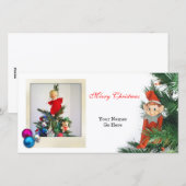 Little Elf Christmas with ornaments Feiertagskarte (Vorne/Hinten)