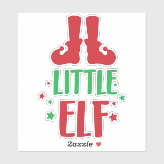 Little Elf, Elf Schuhe, Sterne, Weihnachten, Weihn Aufkleber (Blatt)