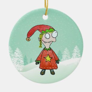 Little Elf Girl Keramik Ornament