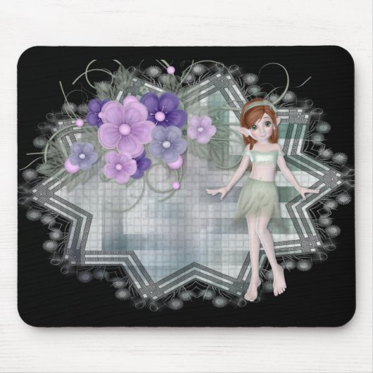 Little Elf mit Blume Tag Series Mousepad (Vorne)
