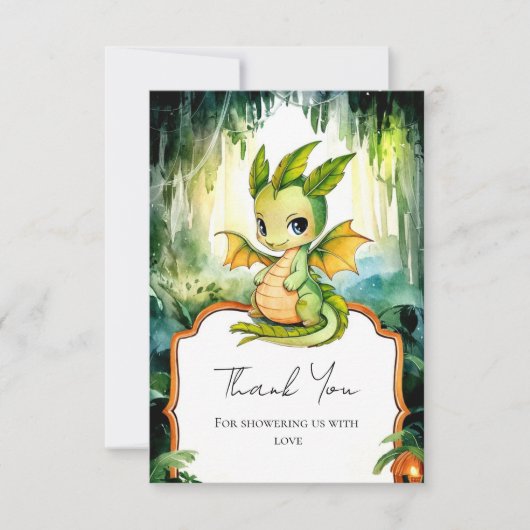 Little Enchanted Dragon Baby Shower Dankeskarte (Vorderseite)