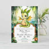 Little Enchanted Dragon Baby Shower Einladung (Stehend Vorderseite)